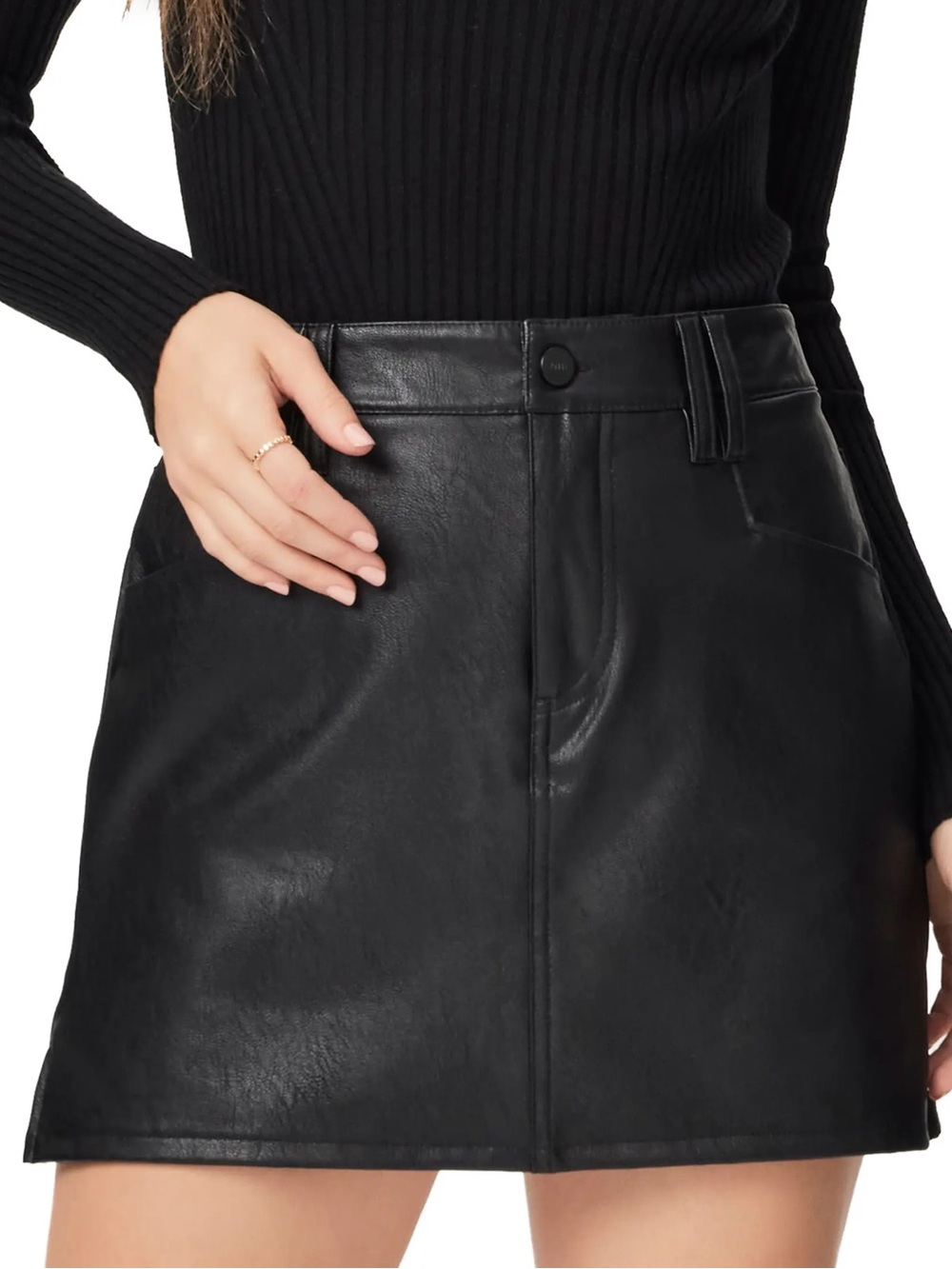 PAIGE Black Faux Leather Mini Skirt